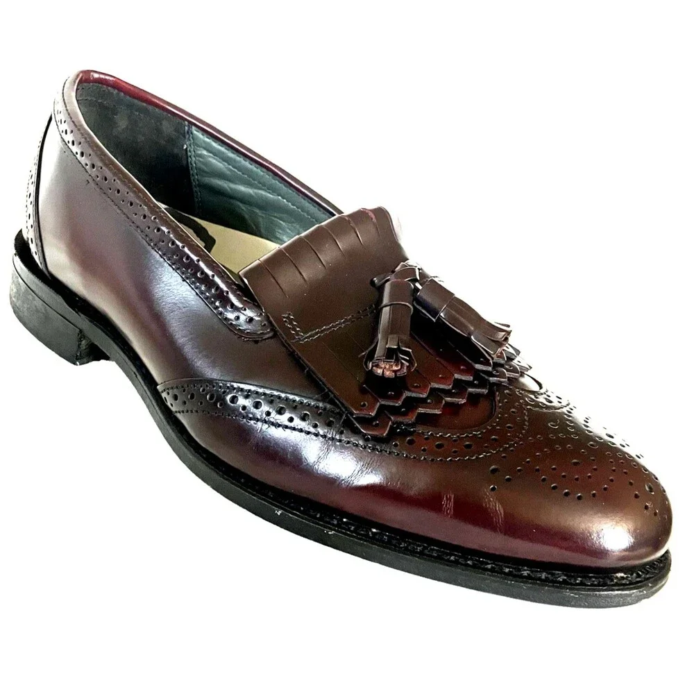 Dexter Shoes Vtg Kiltie Tassel Loafer Wingtip Burgundy Benchmade 10.5 USA Preppy